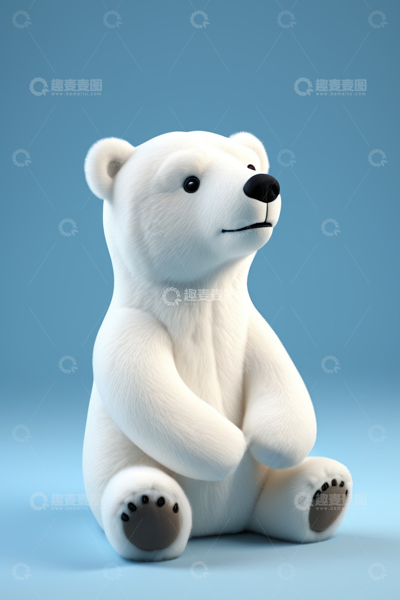高清大图下载【趣麦麦图】坐着的卡通北极熊形象