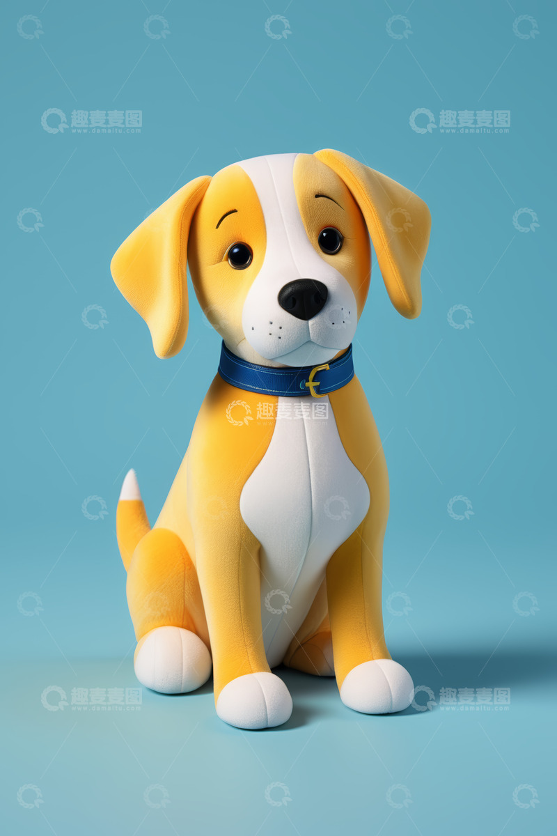 高清大图下载【趣麦麦图】黄色小狗玩偶坐姿展示