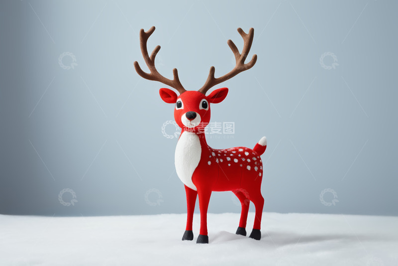 高清大图下载【趣麦麦图】红色驯鹿圣诞装饰