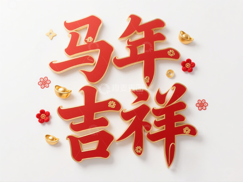 高清大图下载【趣麦麦图】马年吉祥喜庆艺术字设计