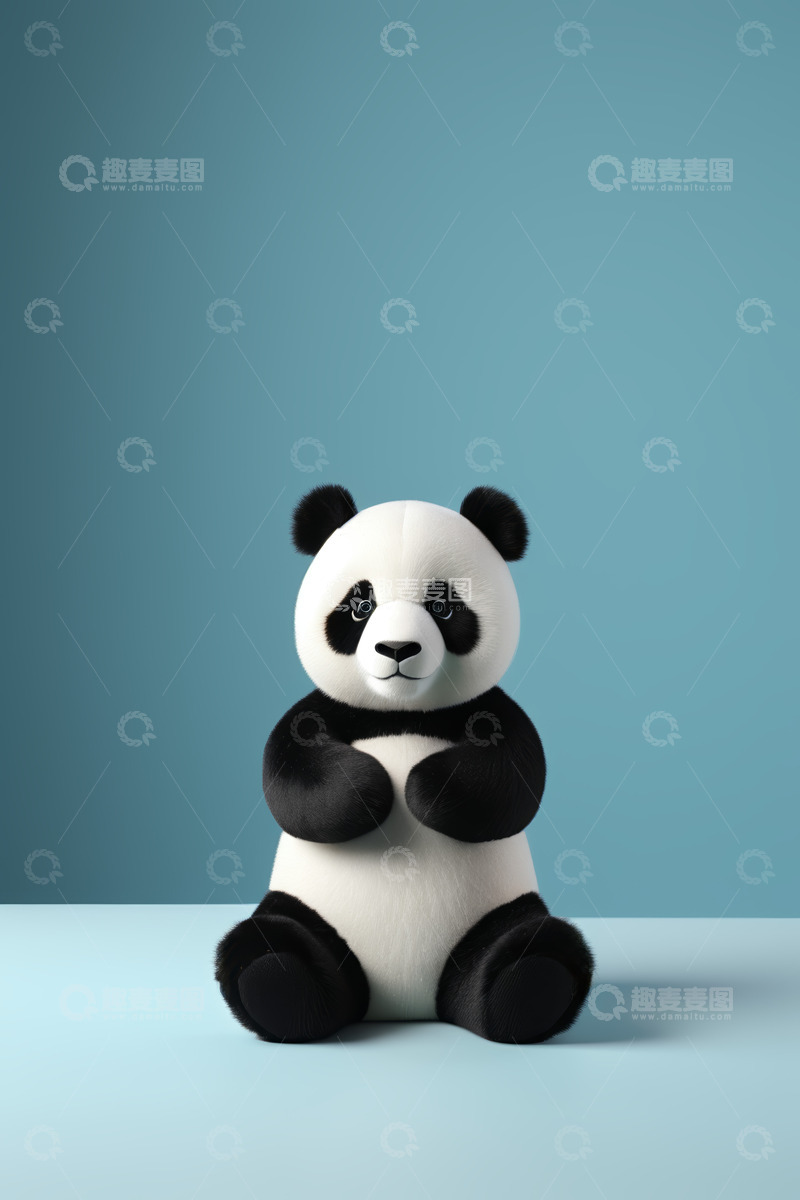 高清大图下载【趣麦麦图】坐姿熊猫卡通形象
