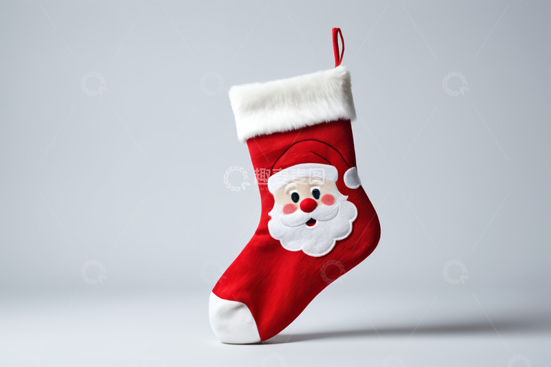 高清大图下载【趣麦麦图】红色圣诞老人图案圣诞袜