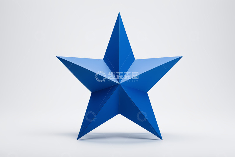高清大图下载【趣麦麦图】蓝色立体五角星图形