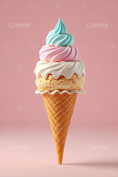 多色冰淇淋甜筒特写
