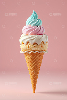 多色冰淇淋甜筒特写