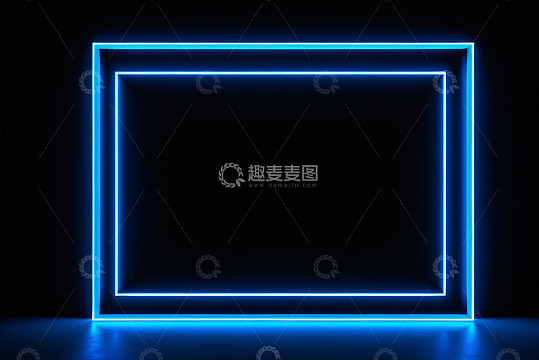 蓝色霓虹灯发光框架