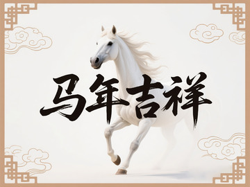 马年吉祥海报中国风插画