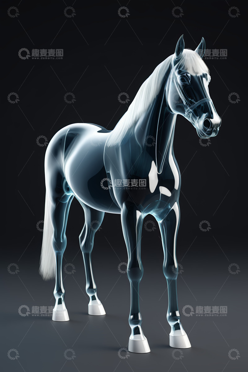 高清大图下载【趣麦麦图】透明质感马模型展示