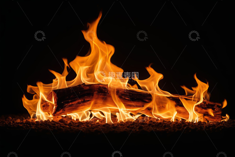 高清大图下载【趣麦麦图】燃烧的木柴火焰特写