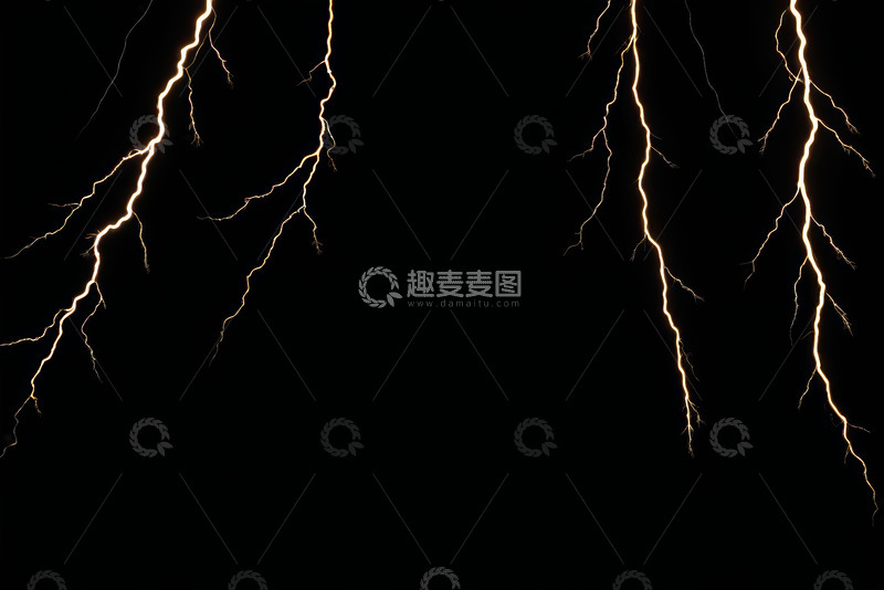 高清大图下载【趣麦麦图】黑色背景下的闪电景象