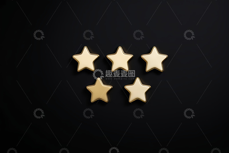 高清大图下载【趣麦麦图】黑色背景上的金色五角星