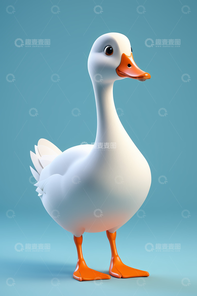 高清大图下载【趣麦麦图】白色鸭子3D模型