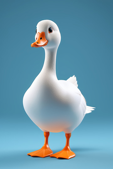 站立白鹅蓝色背景素材