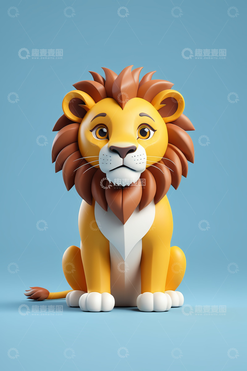 高清大图下载【趣麦麦图】卡通狮子形象3D建模素材