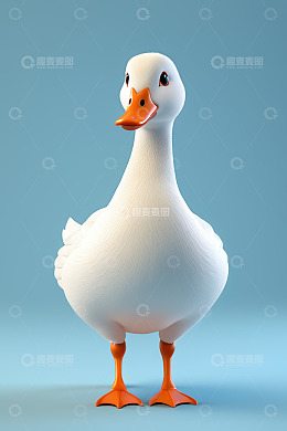 白色卡通鸭子正面形象