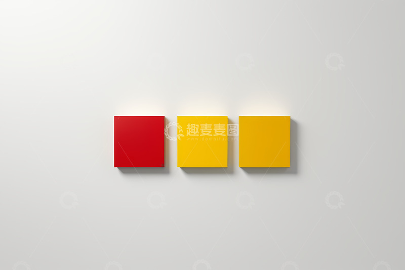 高清大图下载【趣麦麦图】墙上三色方块装饰