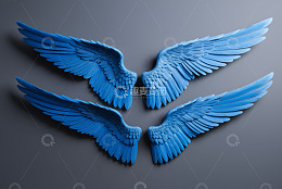 蓝色羽翼图案素材