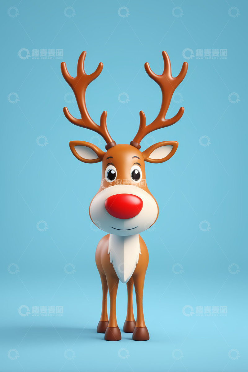 高清大图下载【趣麦麦图】卡通驯鹿正面形象