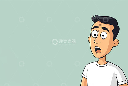 惊讶表情的年轻男性动画形象