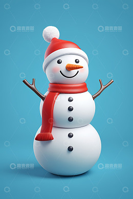 戴圣诞帽的雪人