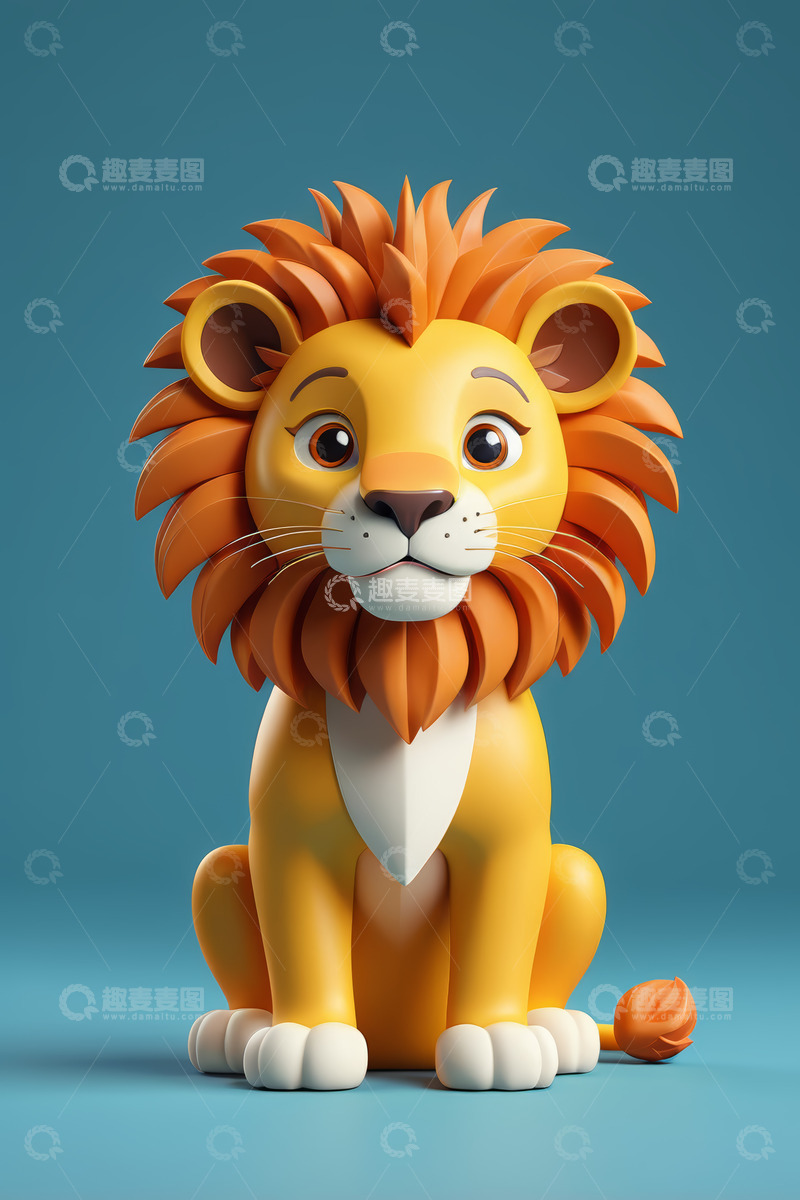高清大图下载【趣麦麦图】卡通狮子3D形象