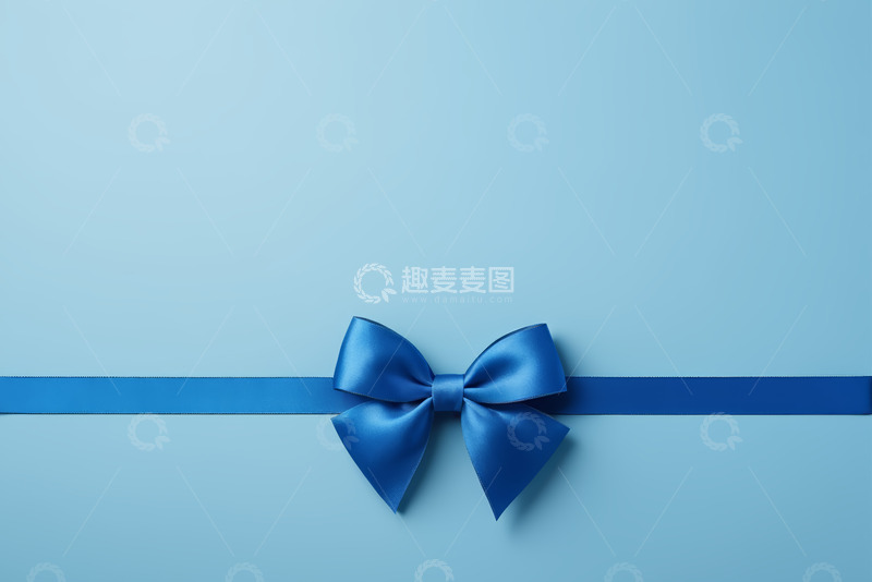 高清大图下载【趣麦麦图】蓝色蝴蝶结丝带装饰素材