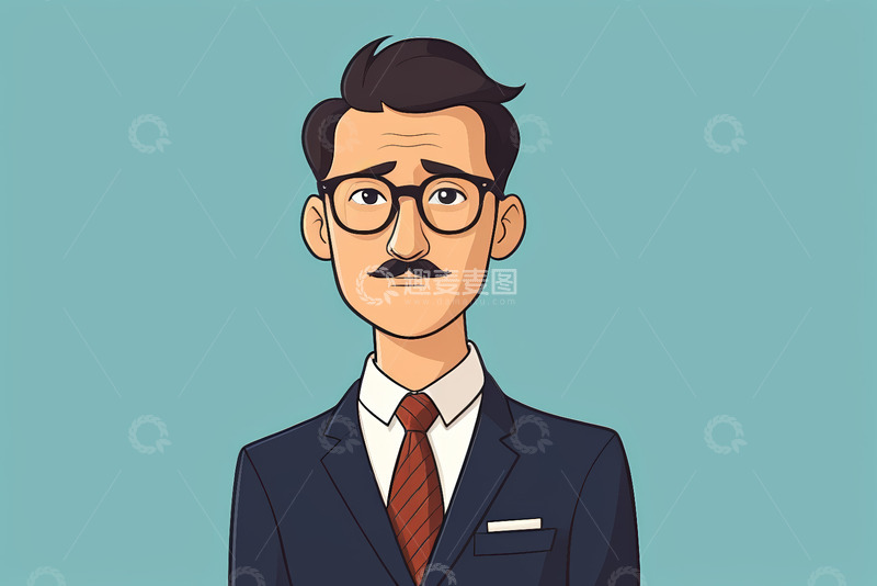 高清大图下载【趣麦麦图】卡通西装男人肖像