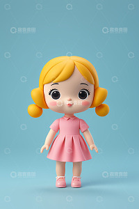 卡通女孩粉色连衣裙形象