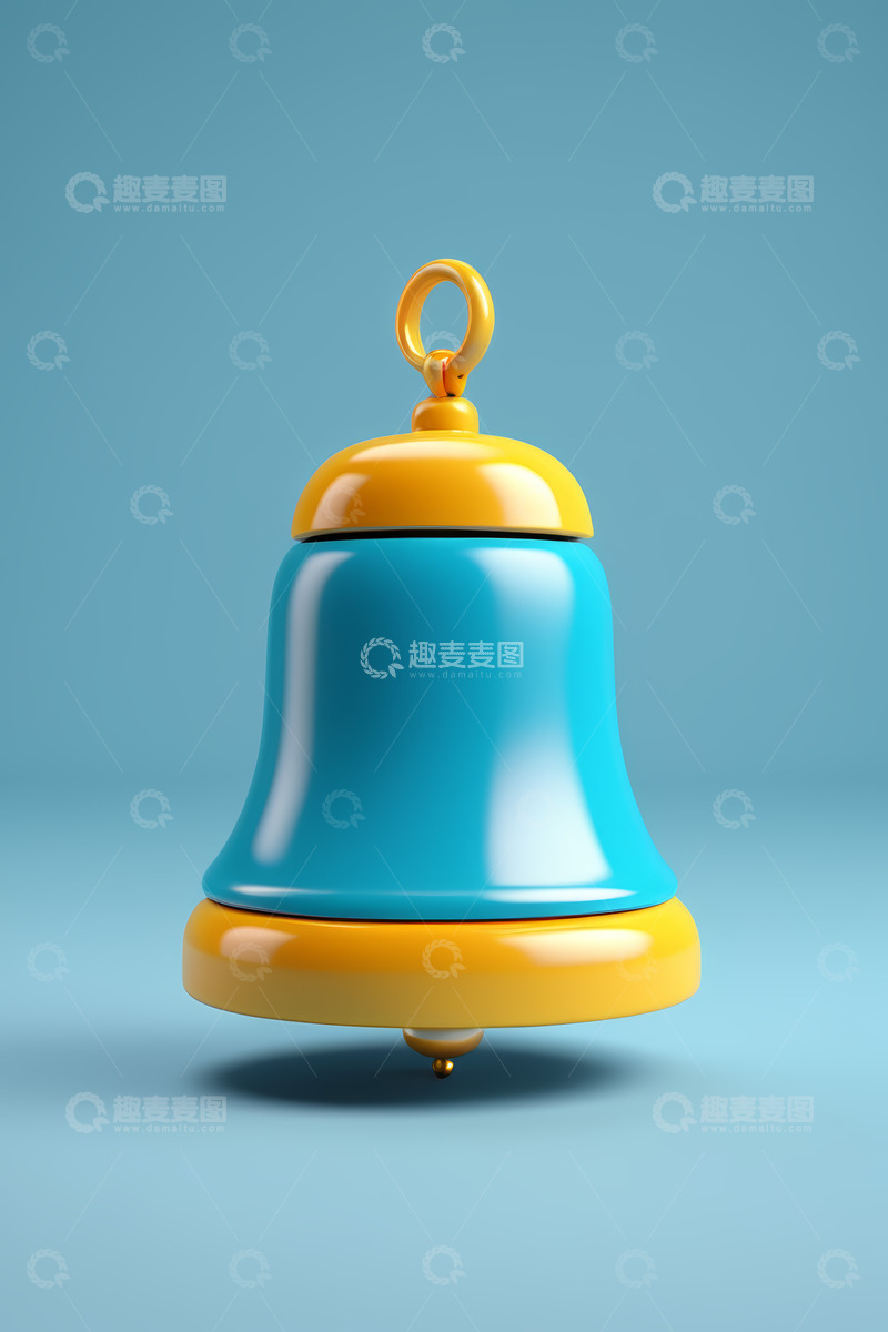 高清大图下载【趣麦麦图】蓝黄配色铃铛3D模型