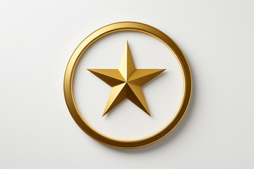 金色圆形边框五角星图标
