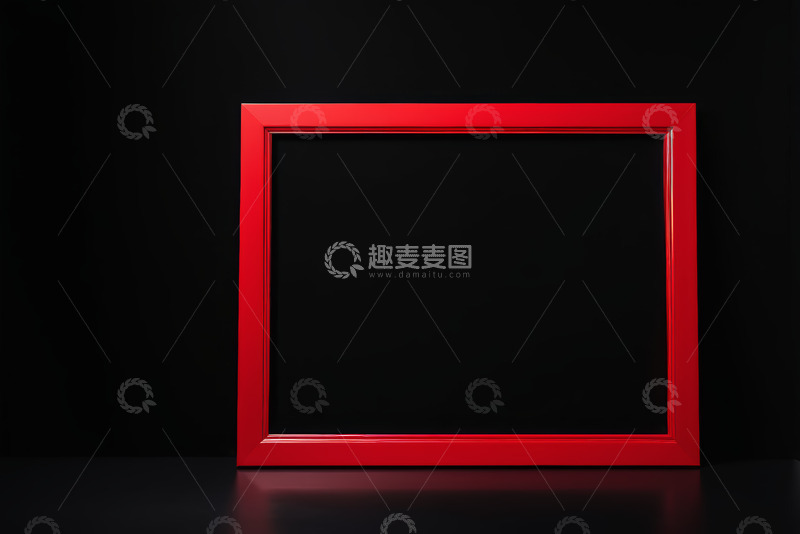 高清大图下载【趣麦麦图】黑色背景上的红色空相框