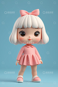 可爱粉色系3D小女孩形象