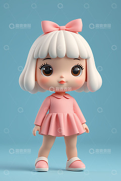 可爱粉色系3D小女孩形象