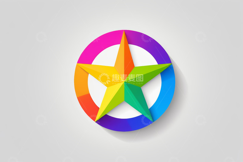 高清大图下载【趣麦麦图】彩色五角星与圆环设计图案