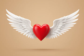 带翅膀的红色爱心图像