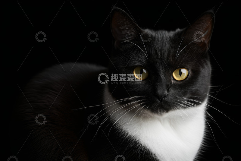 高清大图下载【趣麦麦图】黑白猫特写