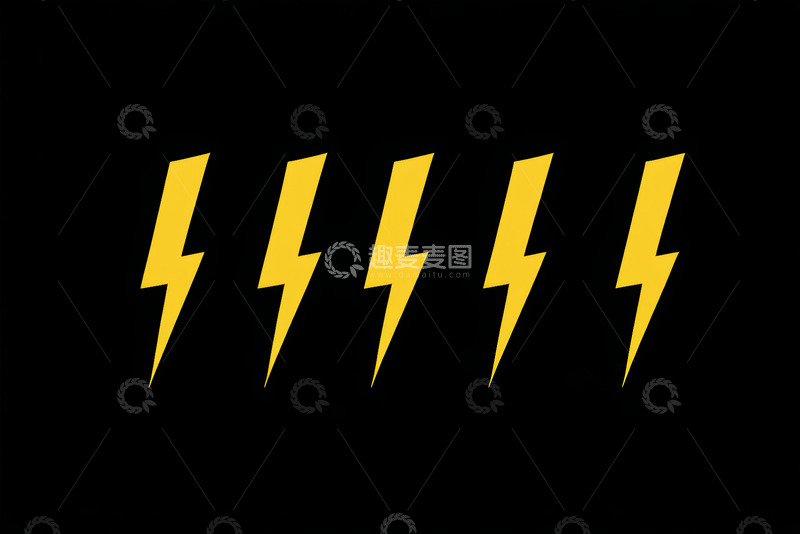 高清大图下载【趣麦麦图】黑色背景黄色闪电符号