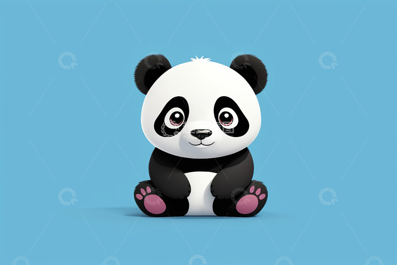 高清大图下载【趣麦麦图】可爱卡通熊猫坐姿形象