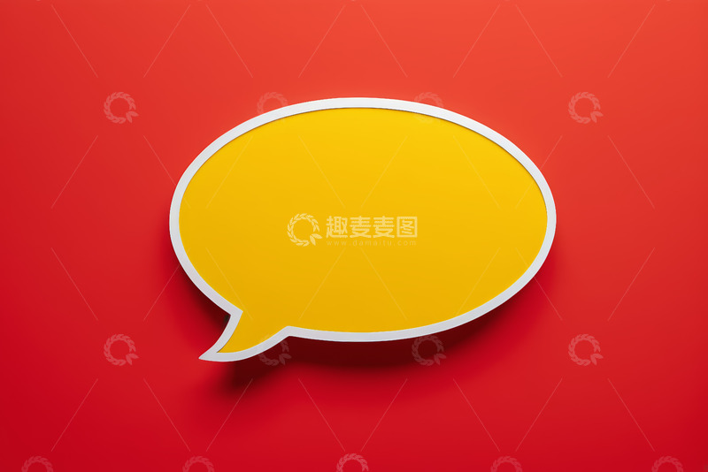 高清大图下载【趣麦麦图】红色背景黄色对话气泡