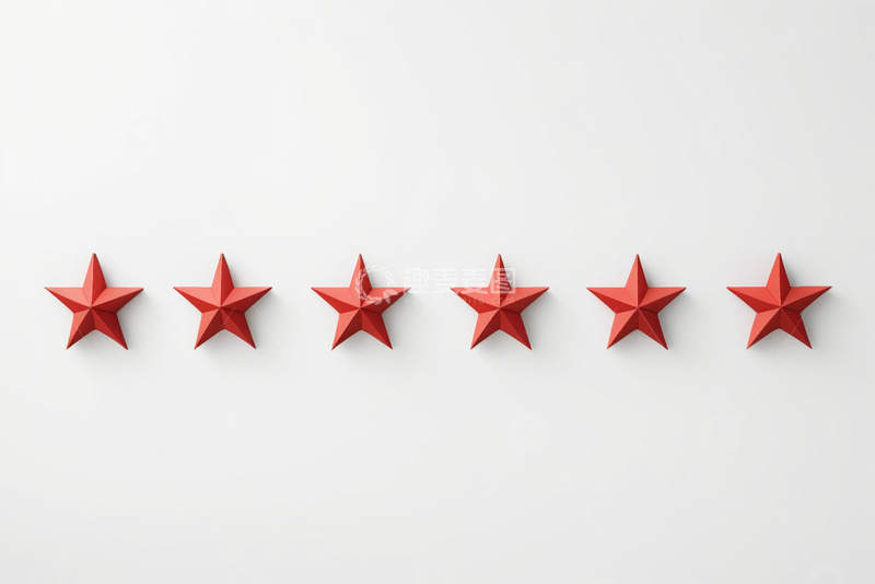 高清大图下载【趣麦麦图】白色背景上的红色立体五角星