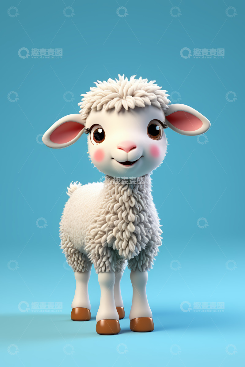 高清大图下载【趣麦麦图】卡通绵羊正面形象素材