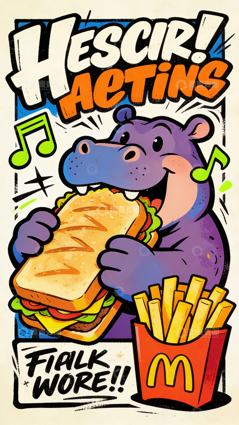 高清大图下载【趣麦麦图】潮流动物描边插画31