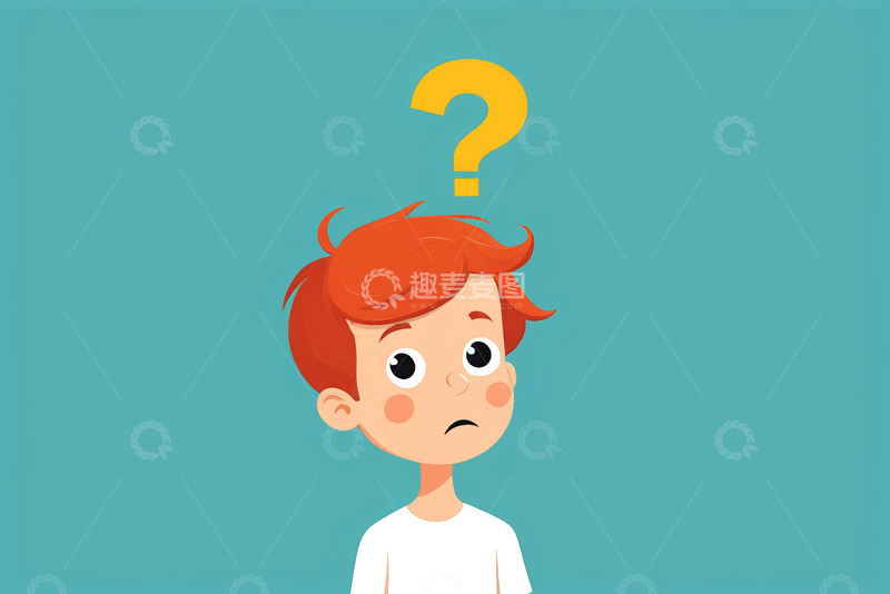 高清大图下载【趣麦麦图】红发男孩头顶问号疑惑表情