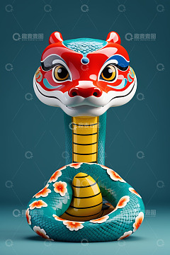 中式风格彩绘蛇形工艺品