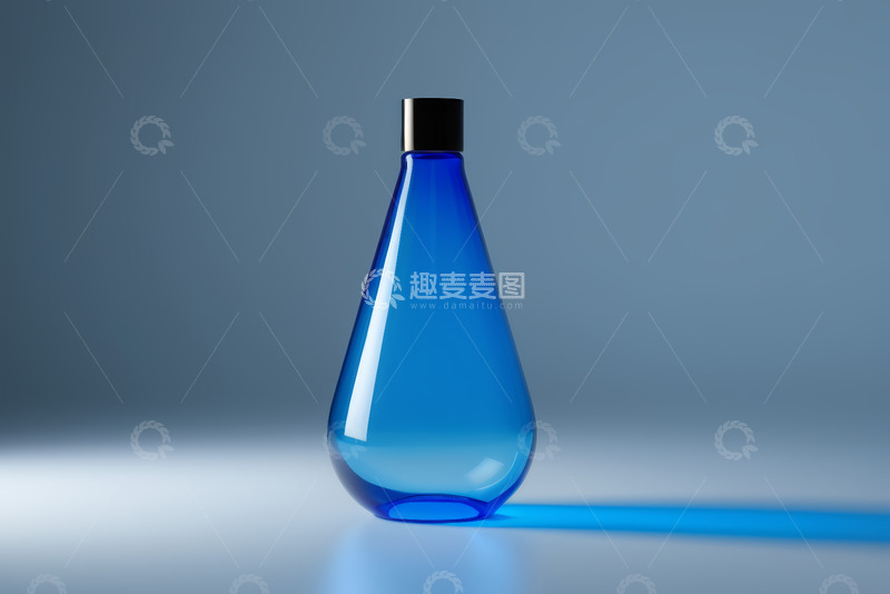 高清大图下载【趣麦麦图】蓝色玻璃瓶子特写