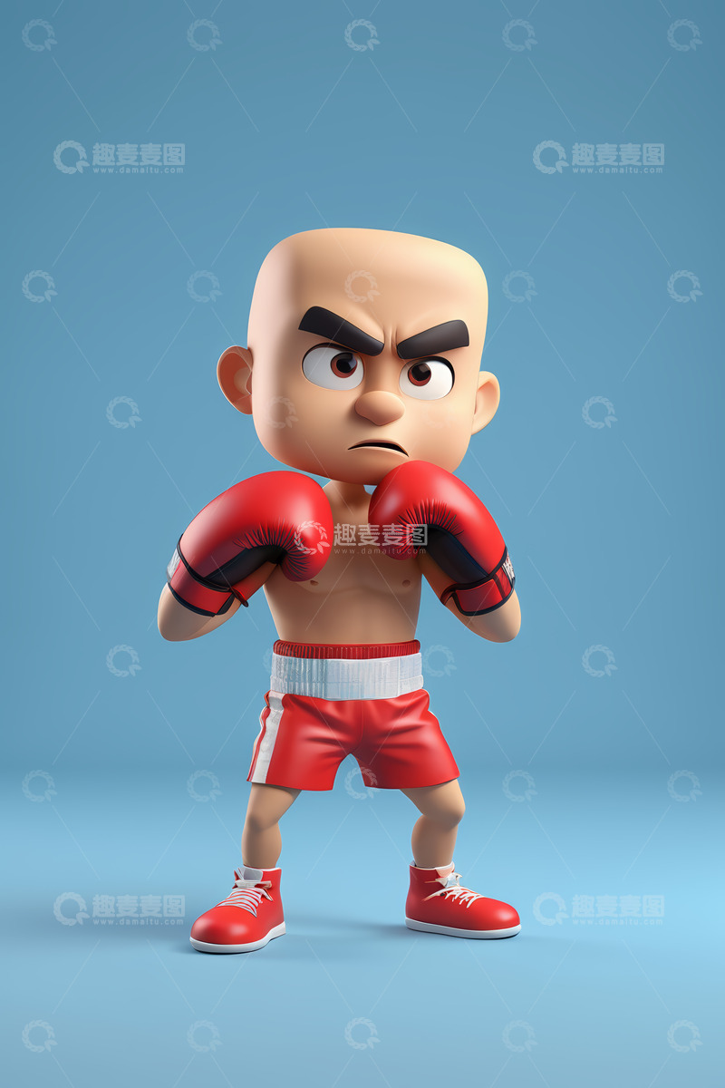 高清大图下载【趣麦麦图】卡通拳击手角色形象
