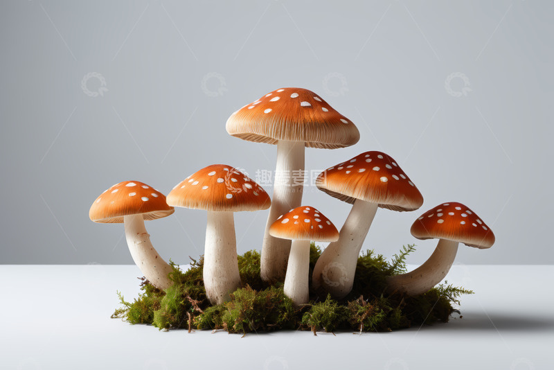 高清大图下载【趣麦麦图】橙色斑点蘑菇微距特写