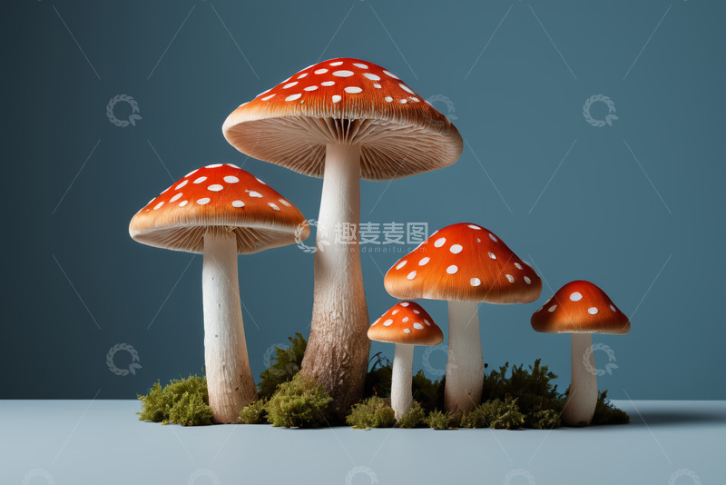 高清大图下载【趣麦麦图】红色斑点蘑菇微距特写