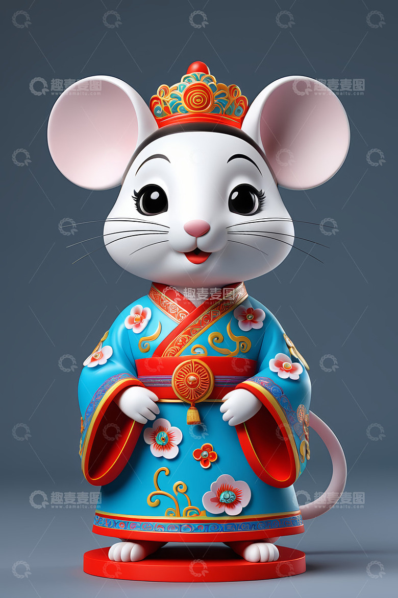 穿传统服饰的卡通老鼠形象