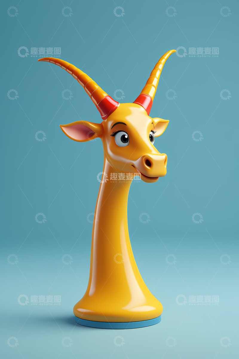 高清大图下载【趣麦麦图】卡通风格黄色山羊头像模型